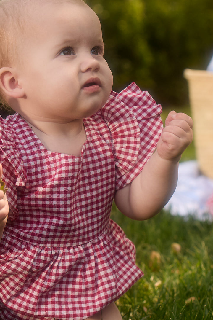 Baby Hattie Romper in Red Gingham