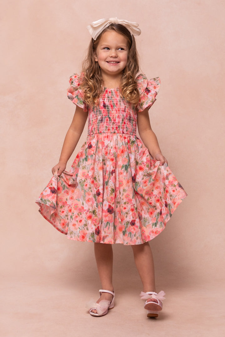 Mini Hattie Dress in Watercolor Floral