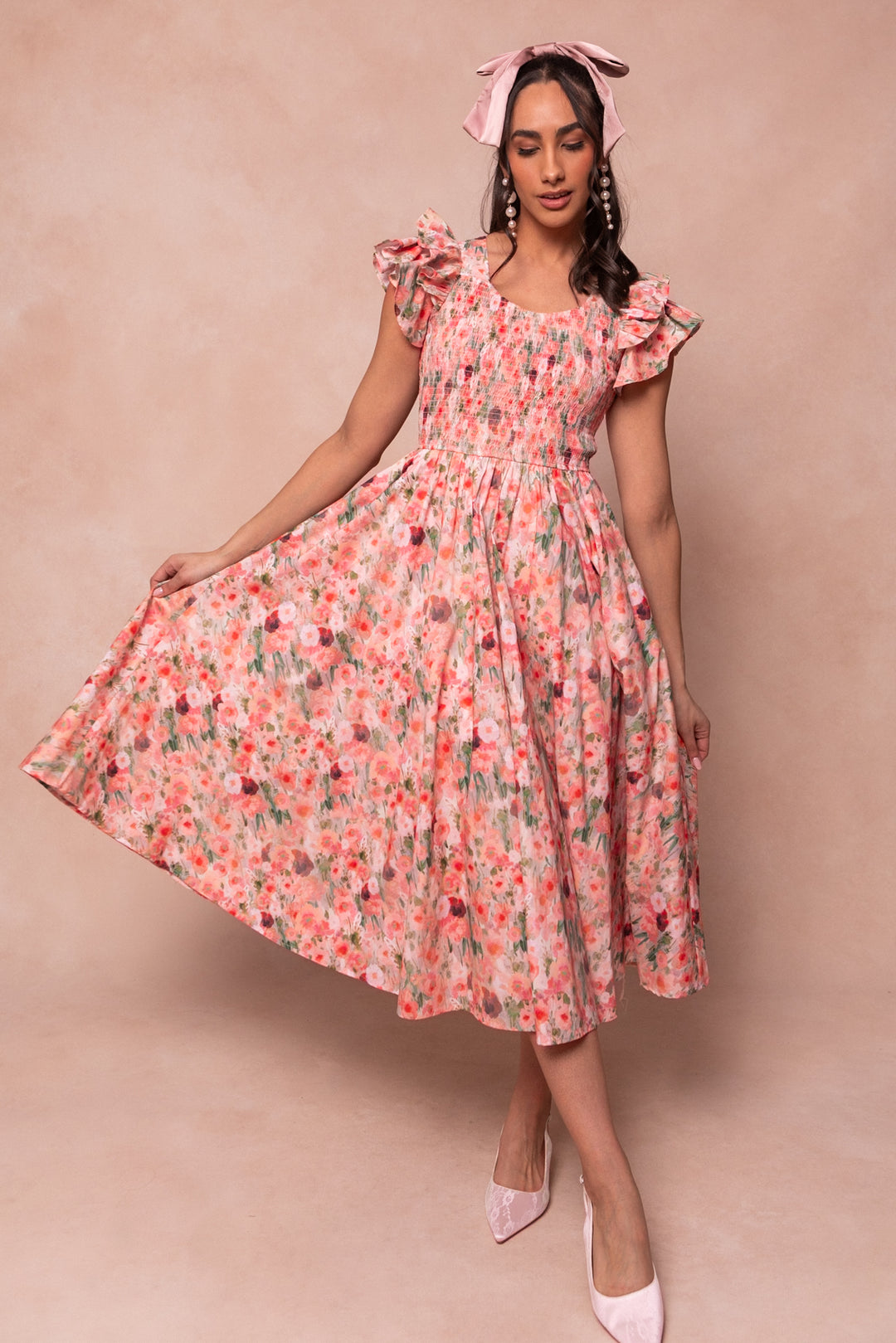 Hattie Dress in Watercolor Floral