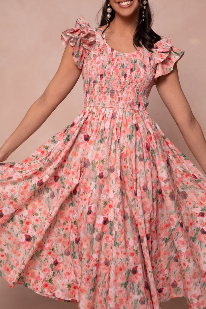 Hattie Dress in Watercolor Floral