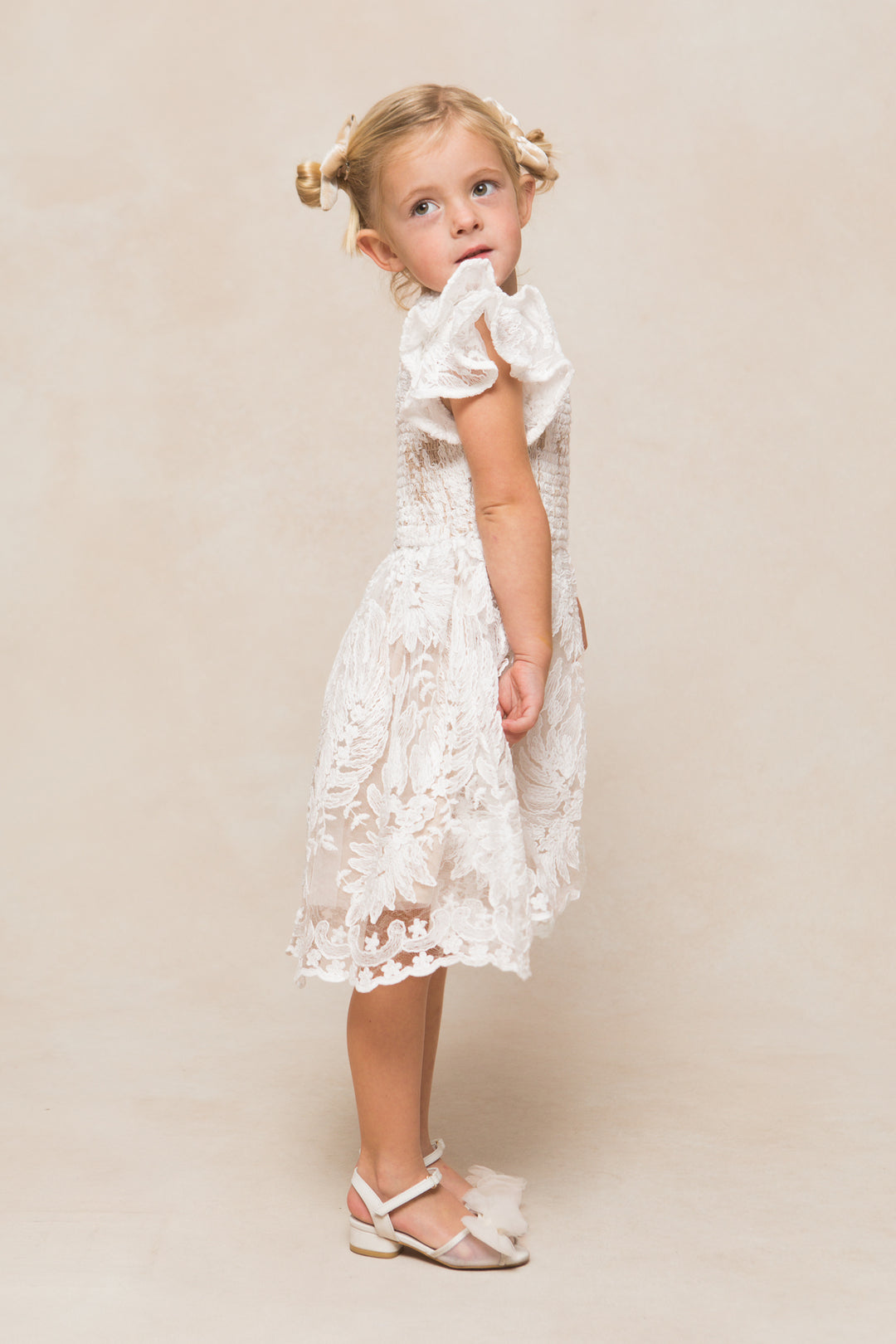 Mini Hattie Dress in White Lace