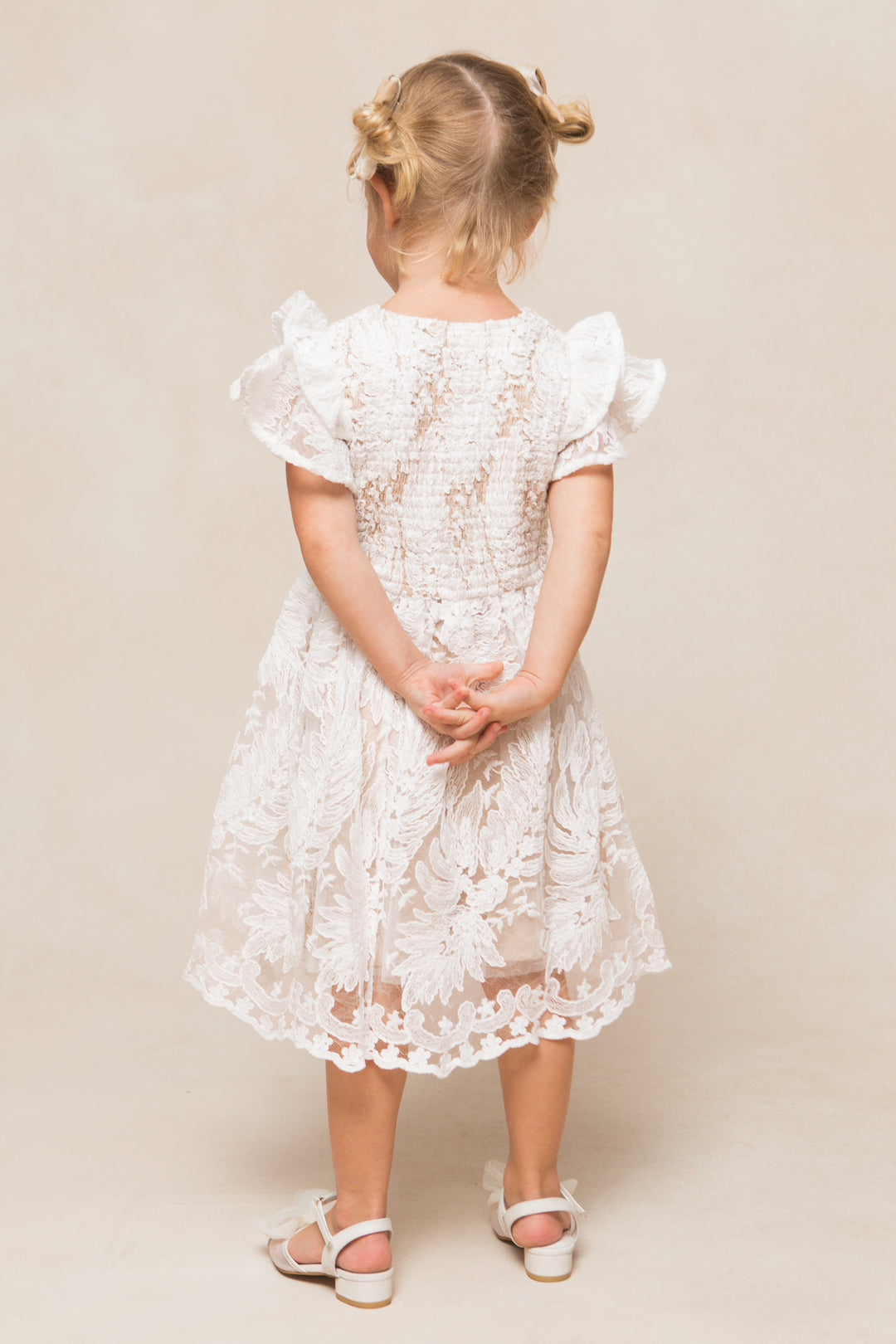 Mini Hattie Dress in White Lace