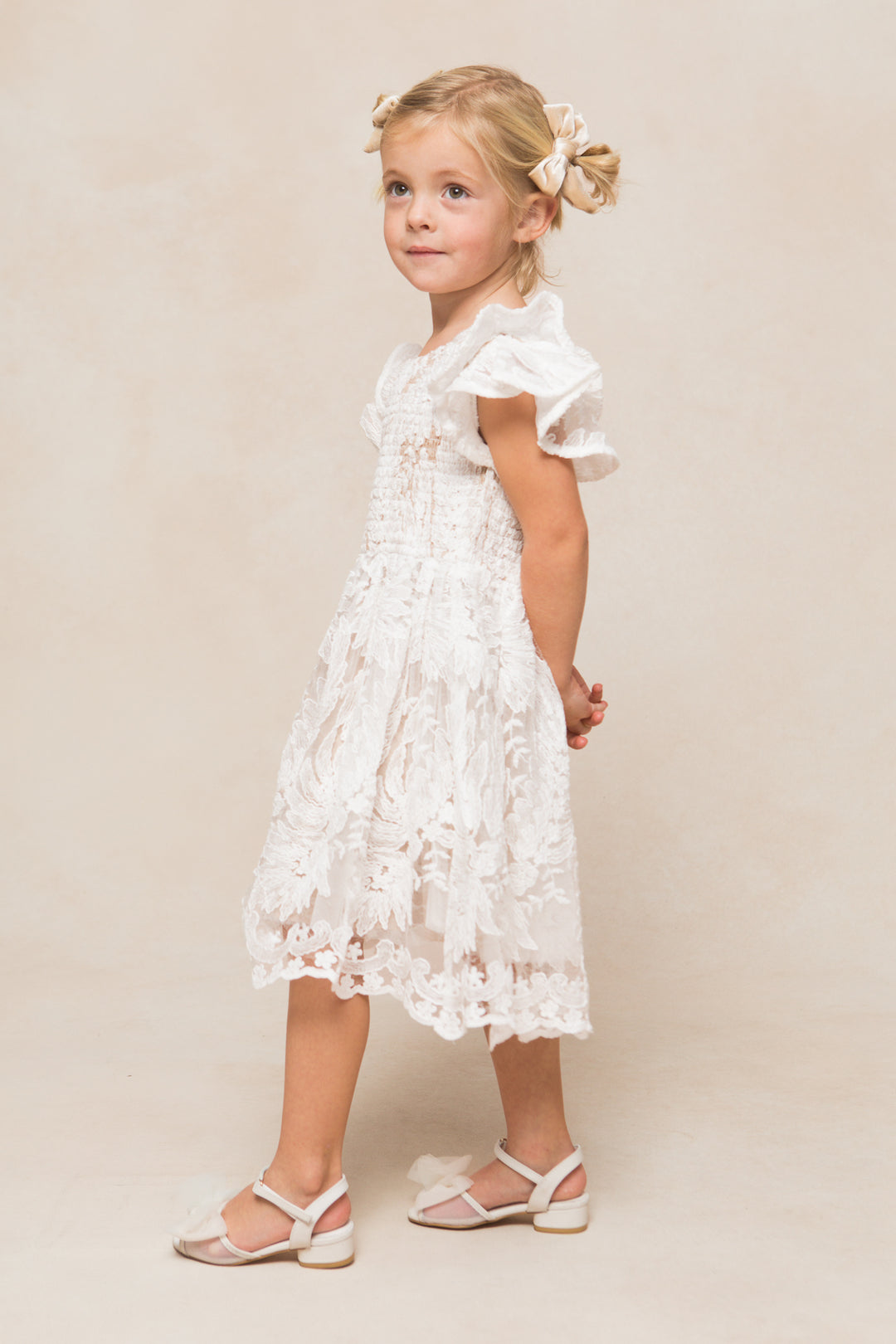 Mini Hattie Dress in White Lace