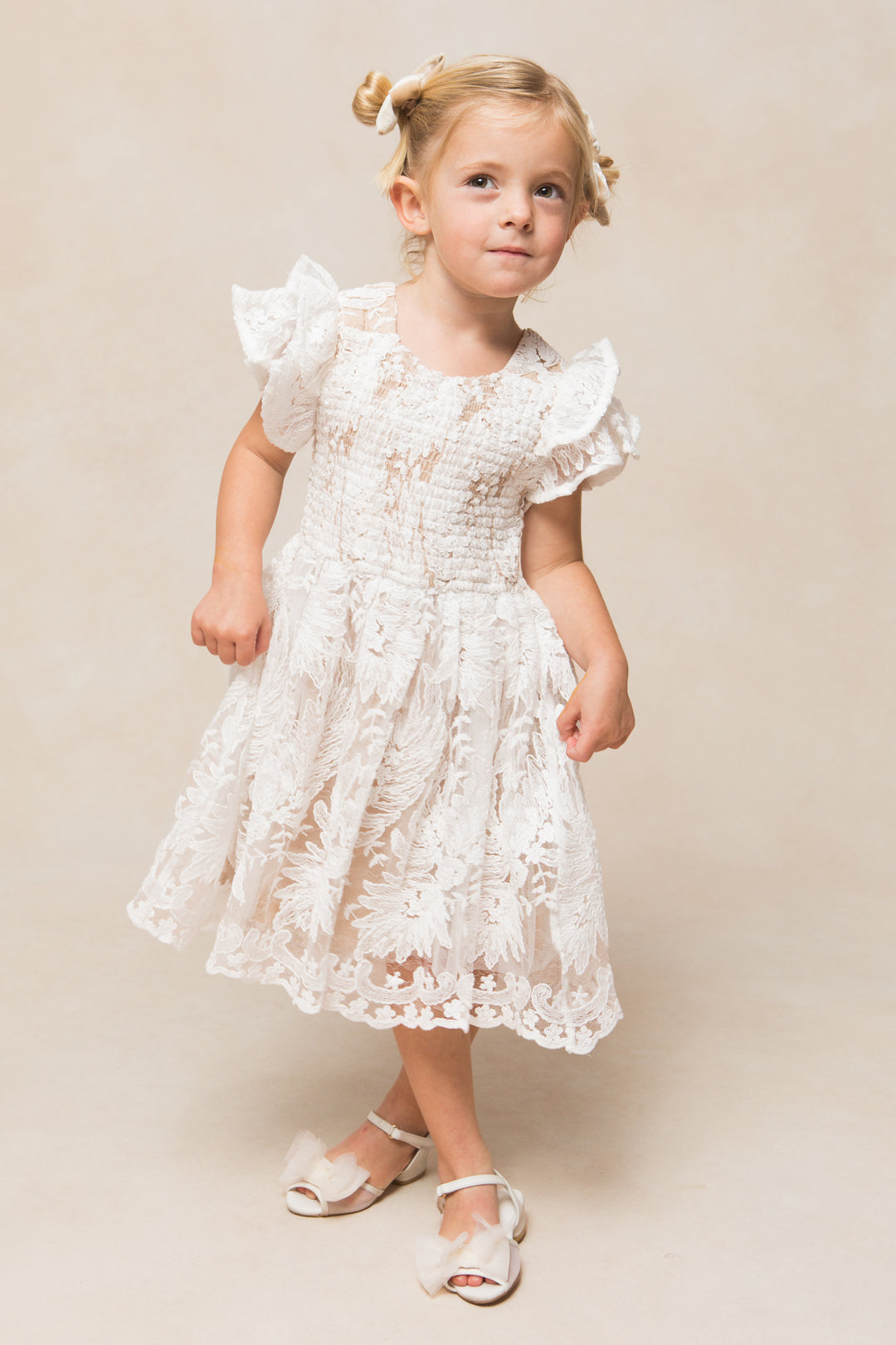 Mini Hattie Dress in White Lace