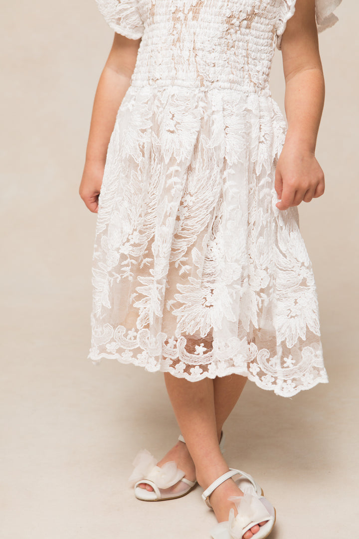 Mini Hattie Dress in White Lace