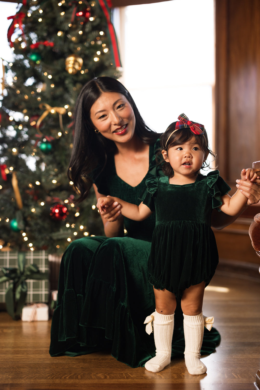 Hattie Dress in Emerald Velvet