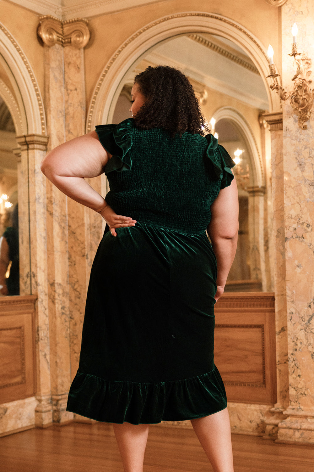 Hattie Dress in Emerald Velvet