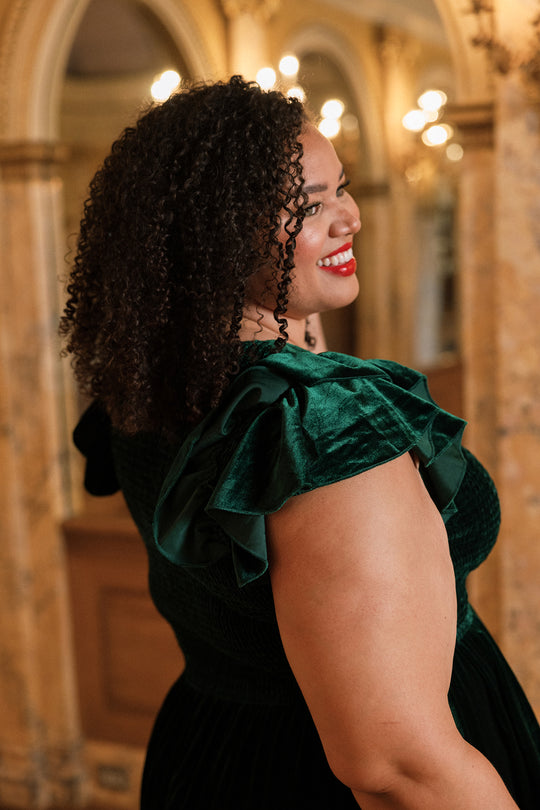 Hattie Dress in Emerald Velvet