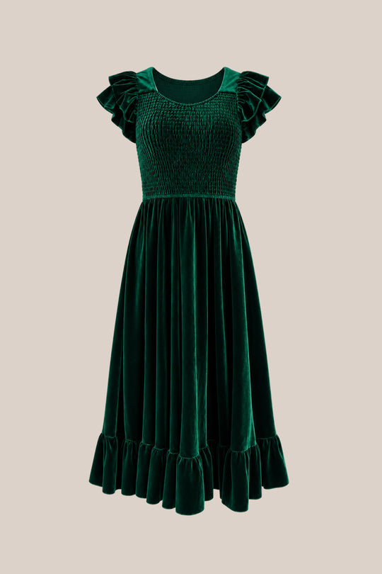 Hattie Dress in Emerald Velvet
