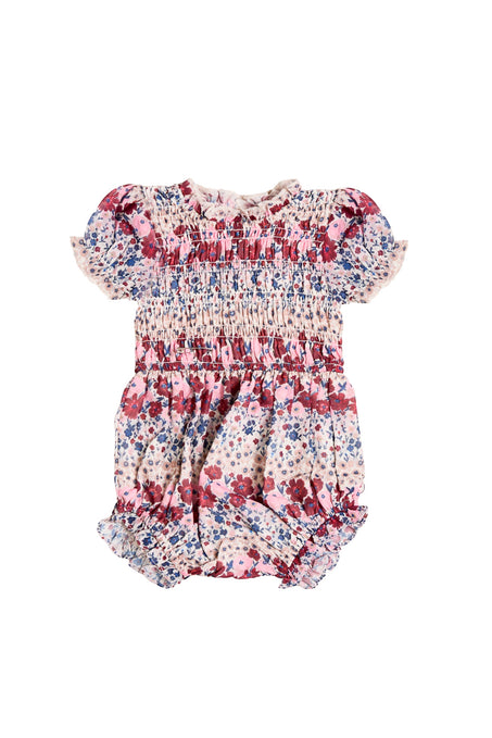 Floral baby romper on a white background