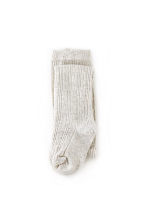 A pair of heathered ivory cable knit tights from Ivy City Co, neatly folded together on a white background.