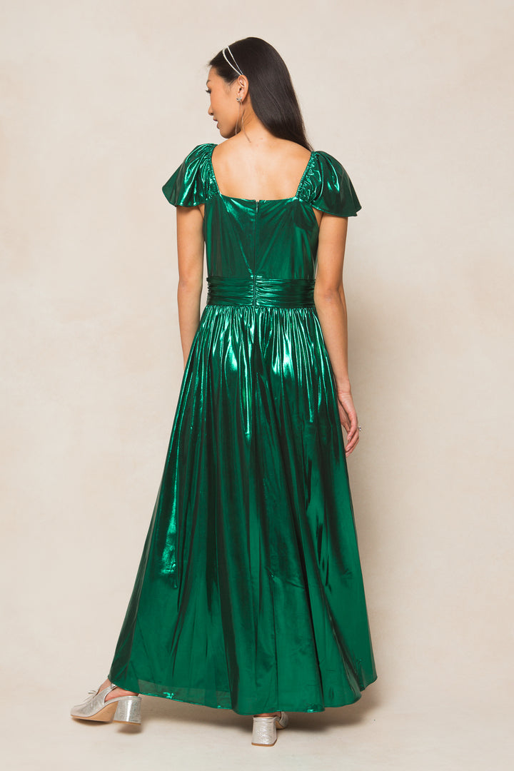 Hera Dress in Metallic Green