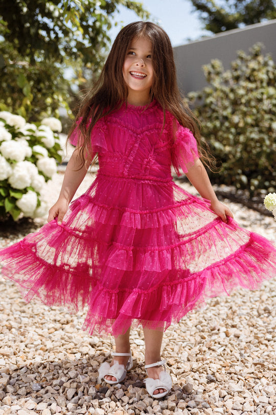 Mini Whimsical Dress in Fuchsia 4/5