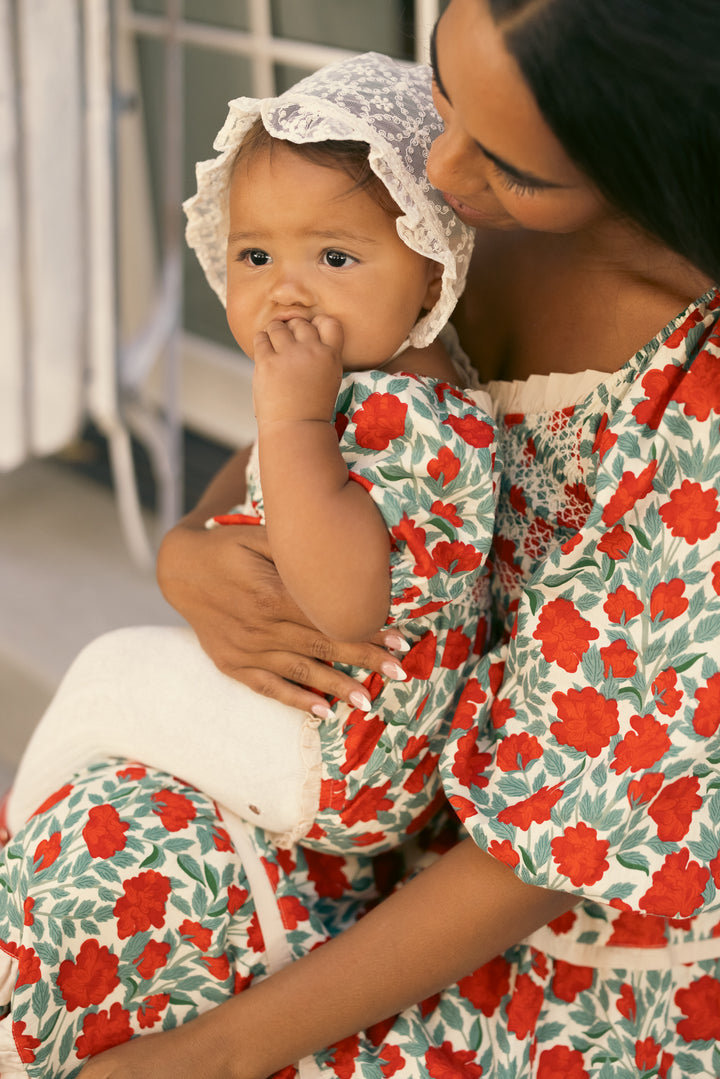 Baby Roselyn Romper in Red Floral