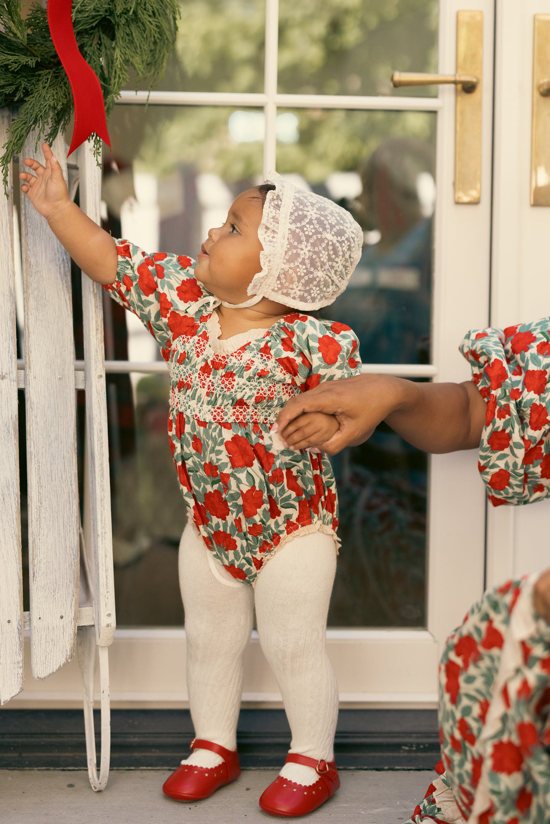 Baby Roselyn Romper in Red Floral