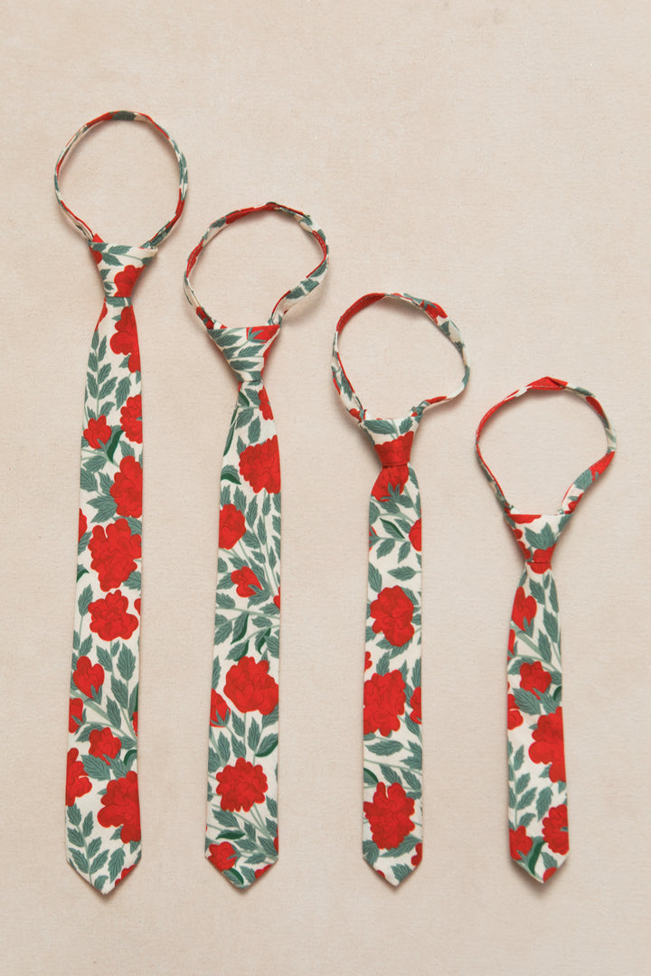 Ties in Roselyn Red Floral - FINAL SALE