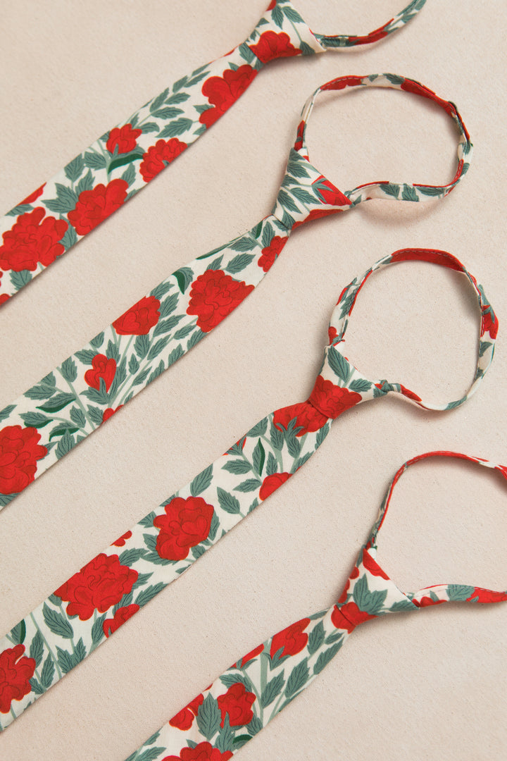 Ties in Roselyn Red Floral - FINAL SALE