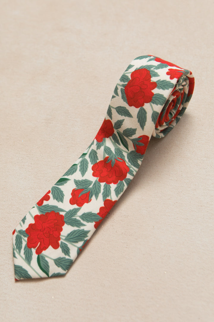 Ties in Roselyn Red Floral - FINAL SALE