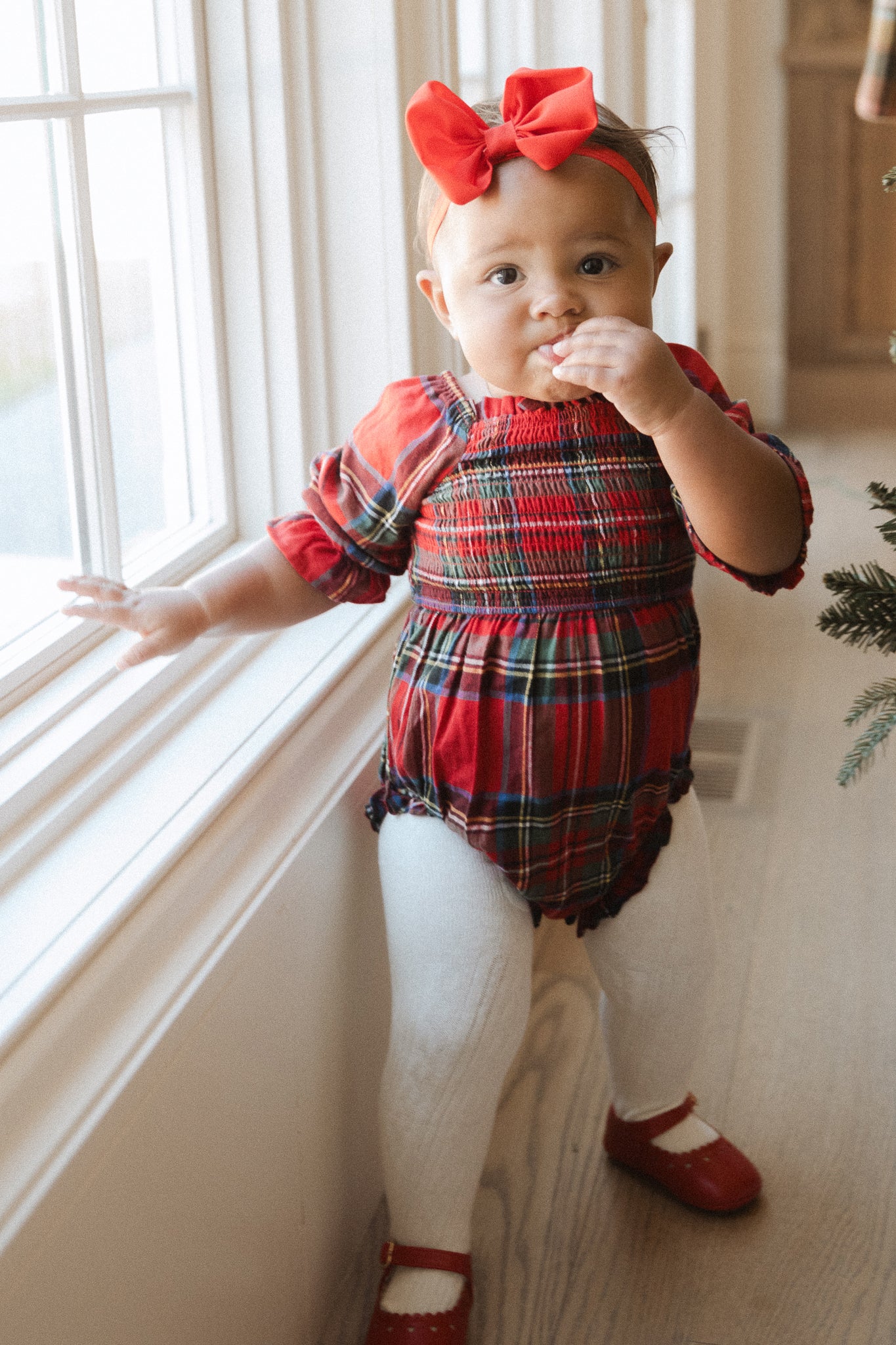 Ivy City Co Baby Madeline Romper in Holiday Plaid