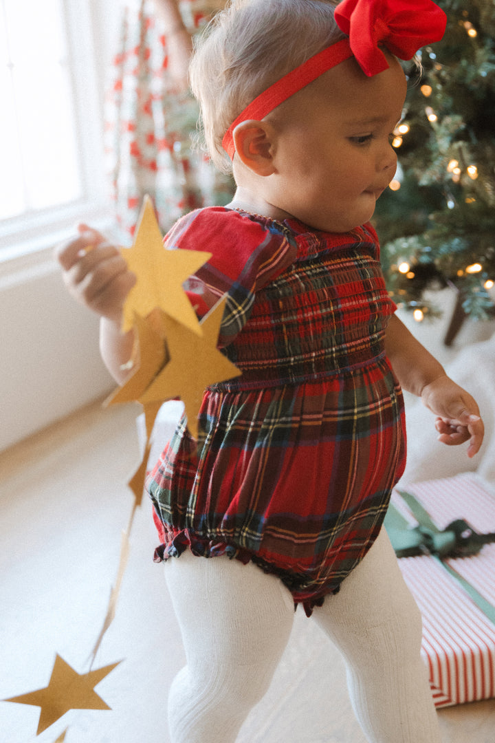 Baby Madeline Romper in Holiday Plaid