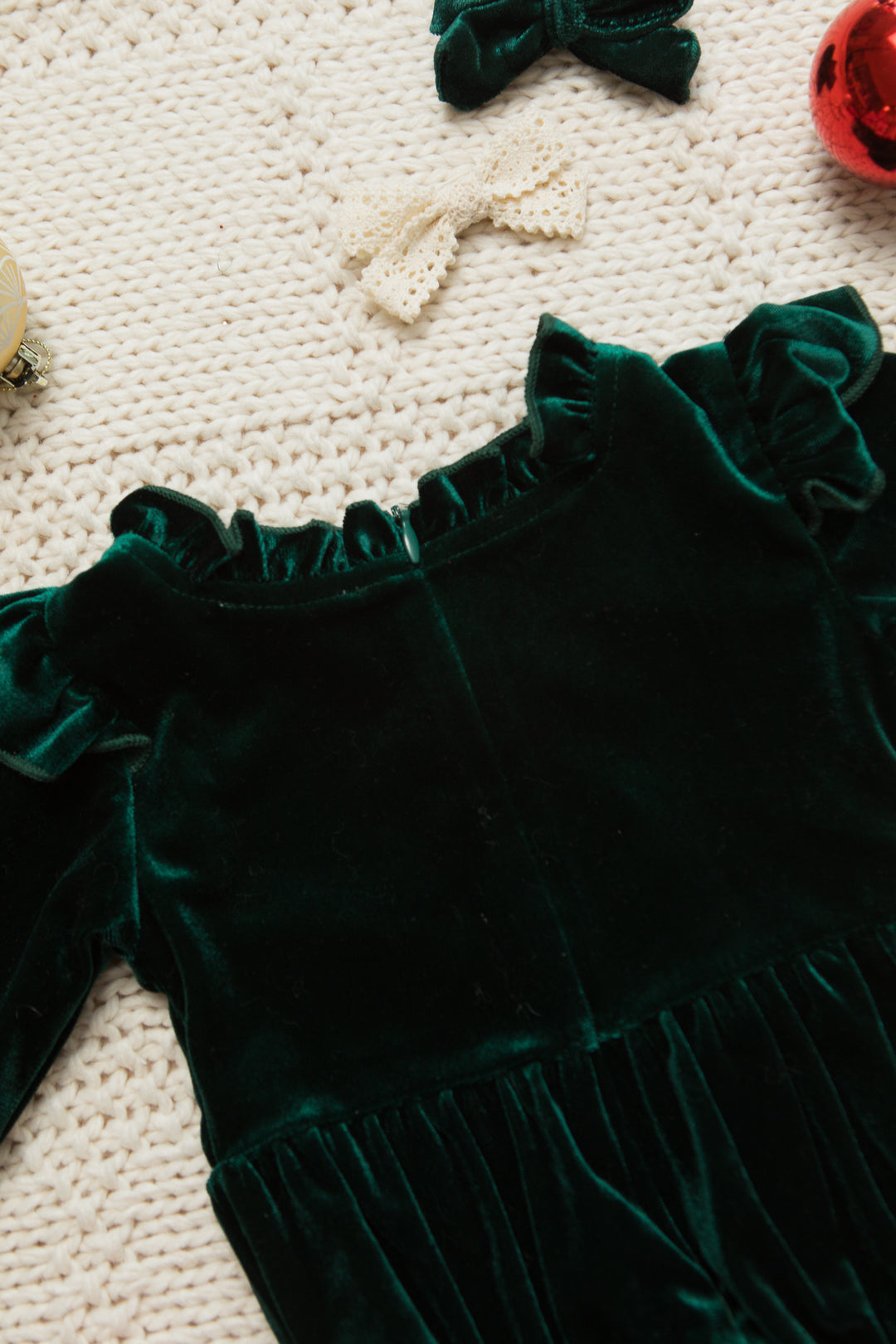 Baby Cleopatra Romper in Emerald Velvet - FINAL SALE