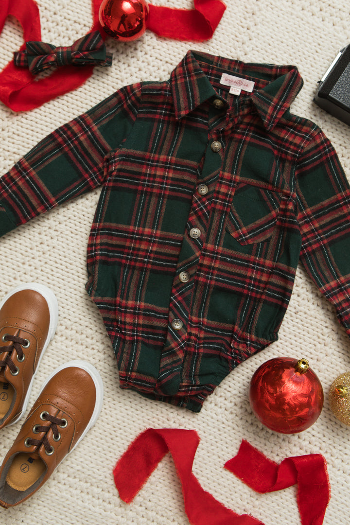 Baby Boys John Shirt in Hattie Green Plaid