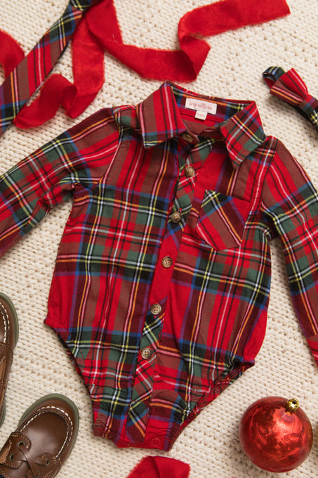 Baby Boys John Shirt in Holiday Plaid