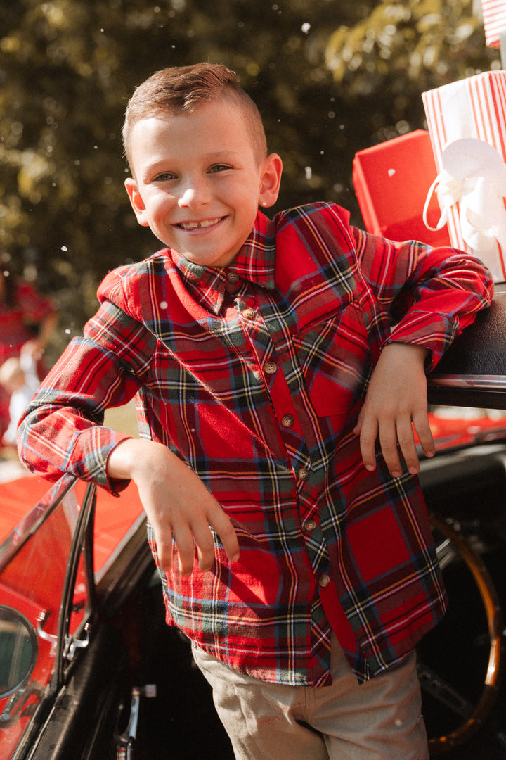 Boys John Shirt in Madeline Holiday Plaid