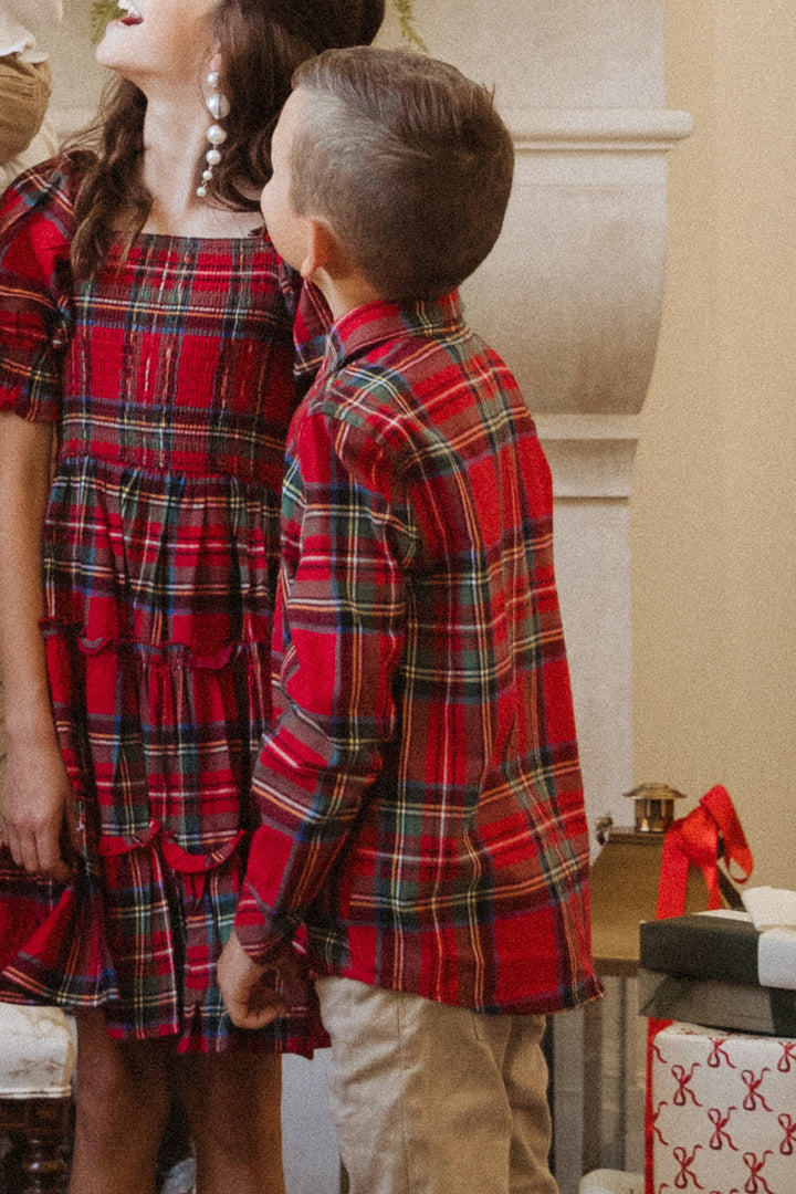 Boys John Shirt in Madeline Holiday Plaid