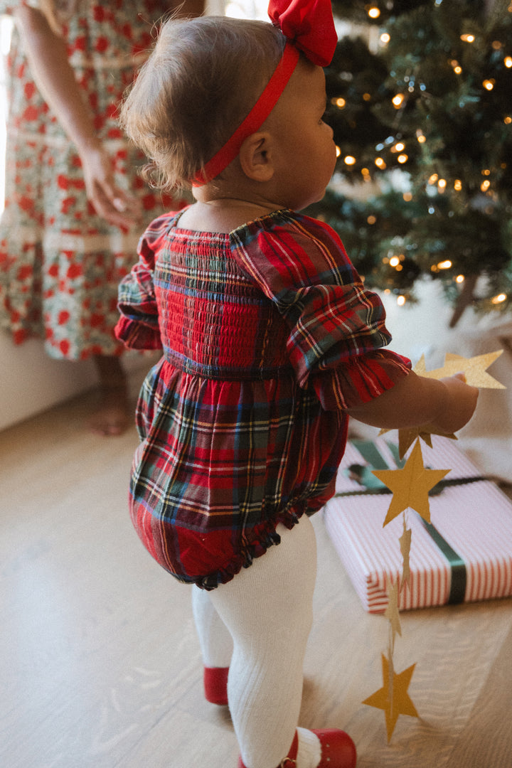 Baby Madeline Romper in Holiday Plaid