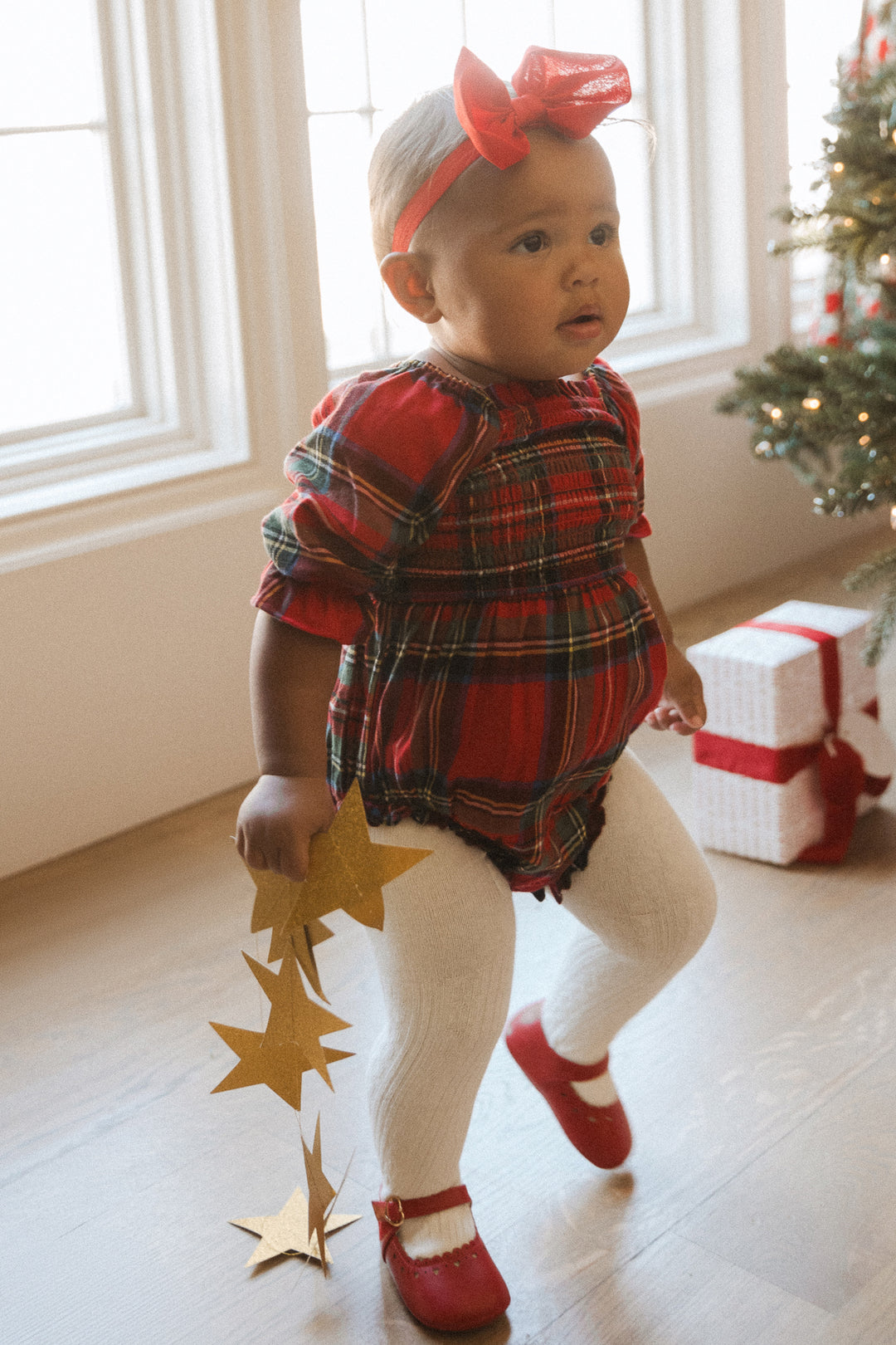 Baby Madeline Romper in Holiday Plaid