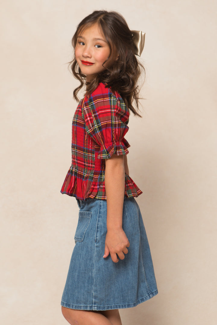 Mini Madeline Top in Holiday Plaid