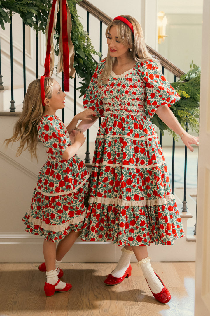 Mini Roselyn Dress in Red Floral