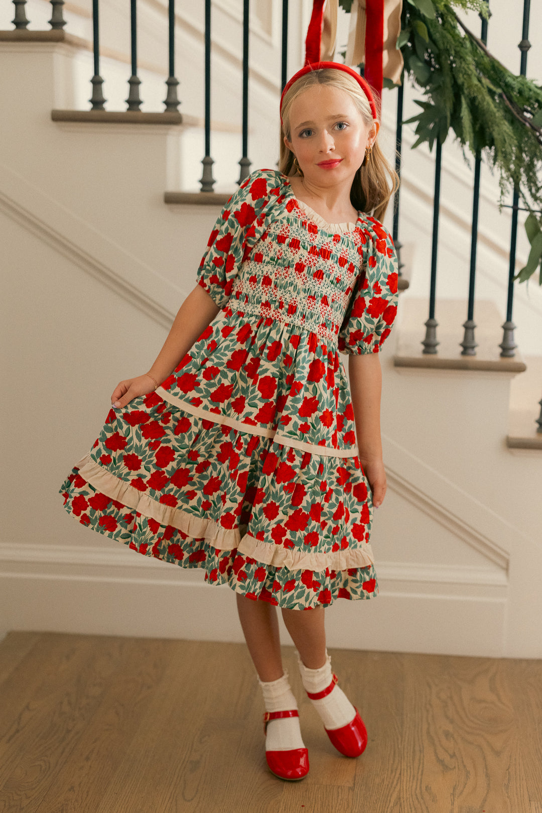 Mini Roselyn Dress in Red Floral