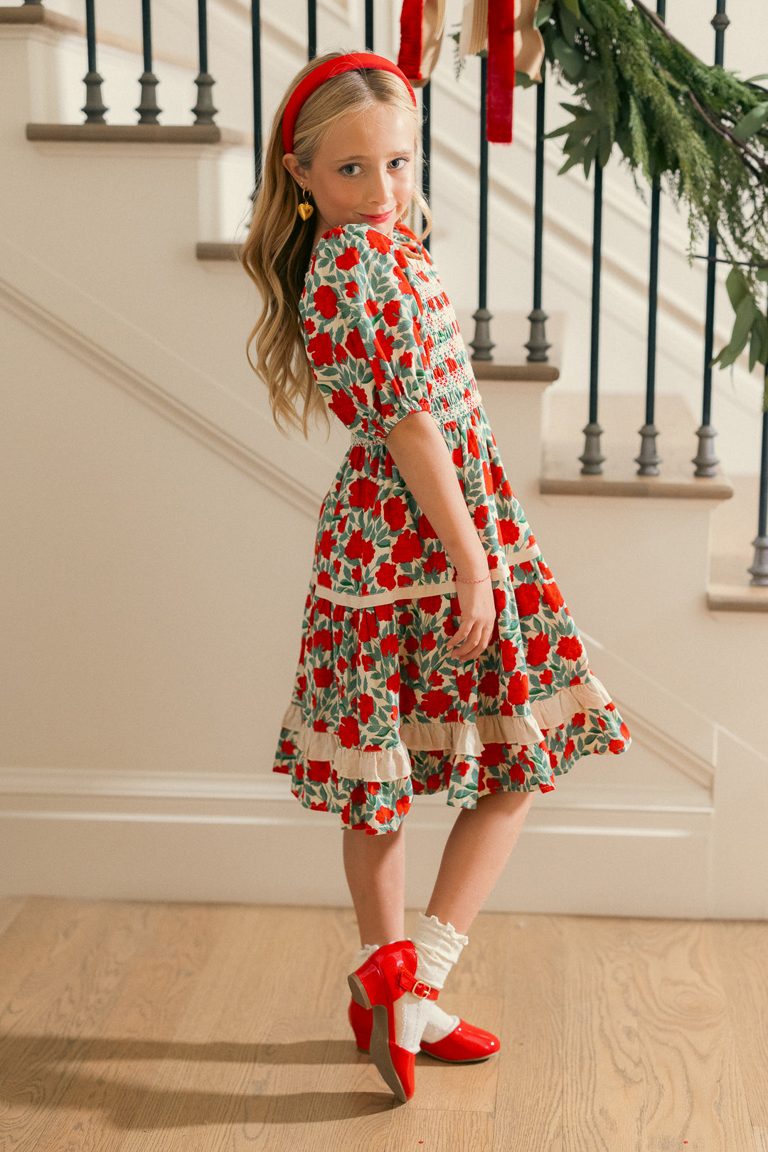 Mini Roselyn Dress in Red Floral