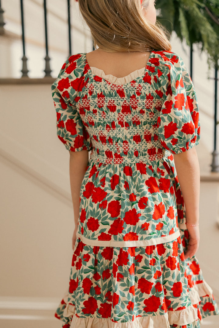 Mini Roselyn Dress in Red Floral