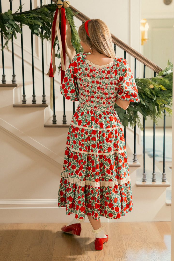 Roselyn Dress in Red Floral