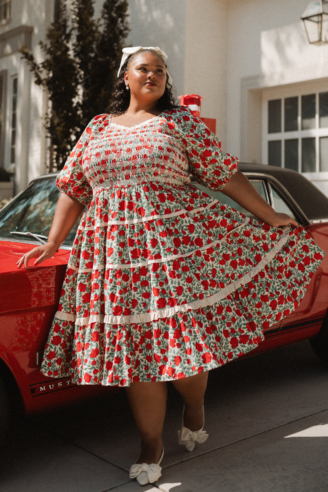 Roselyn Dress in Red Floral