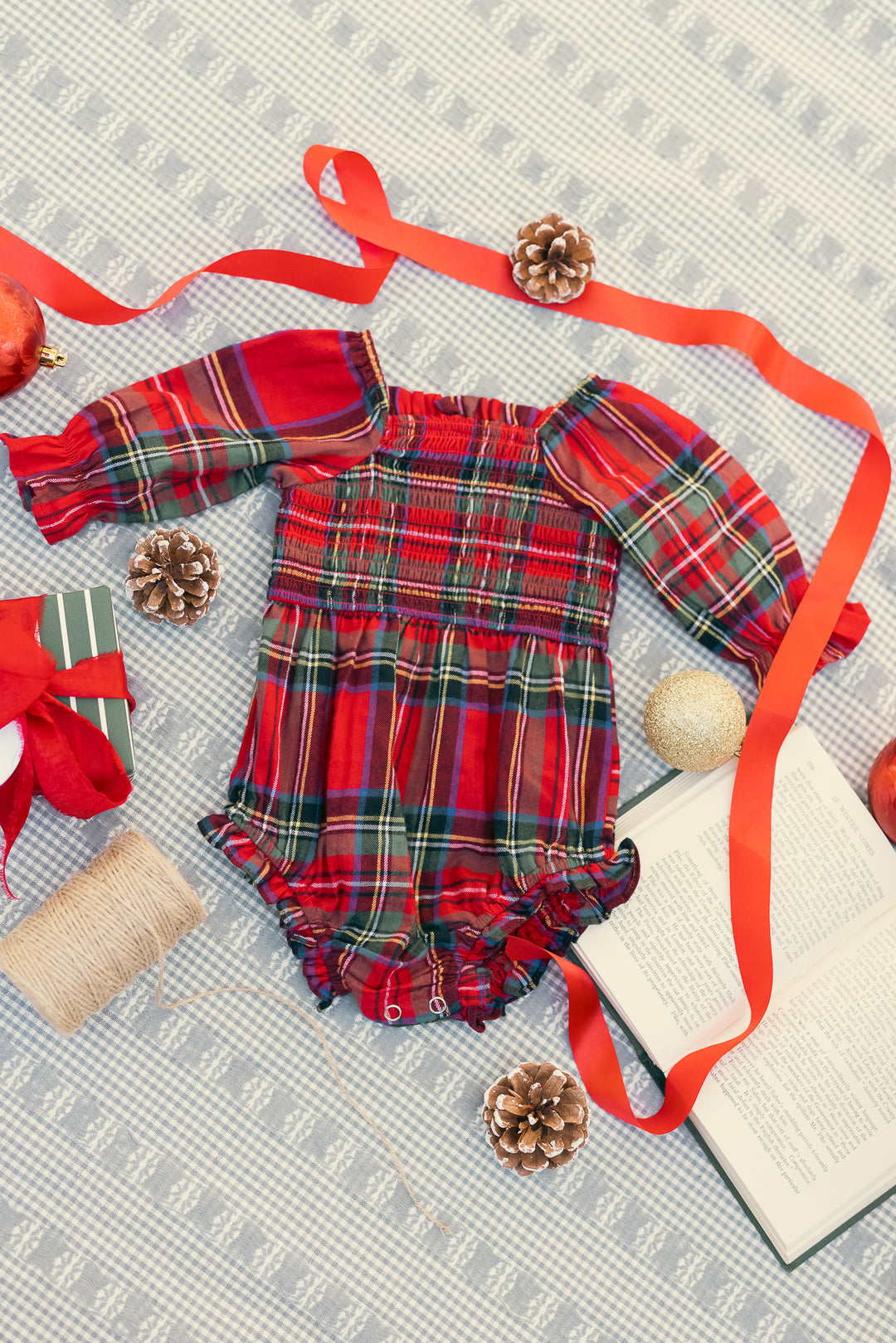 Baby Madeline Romper in Holiday Plaid