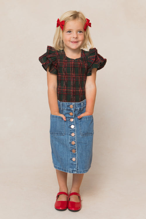 Mini Hattie Top in Green Plaid