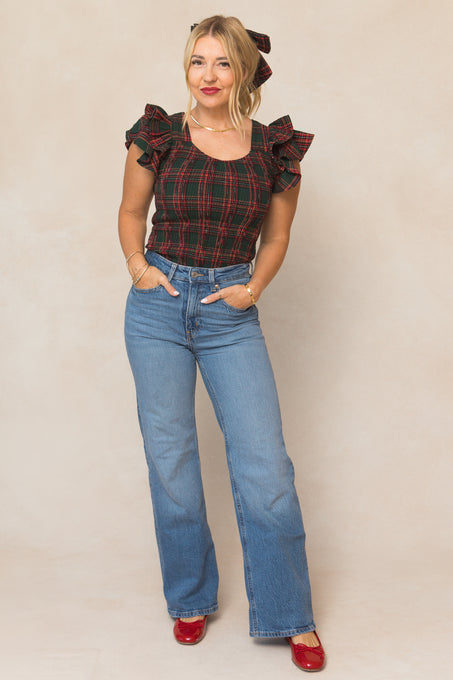 Hattie Top in Evergreen Plaid