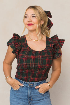 Hattie Top in Evergreen Plaid