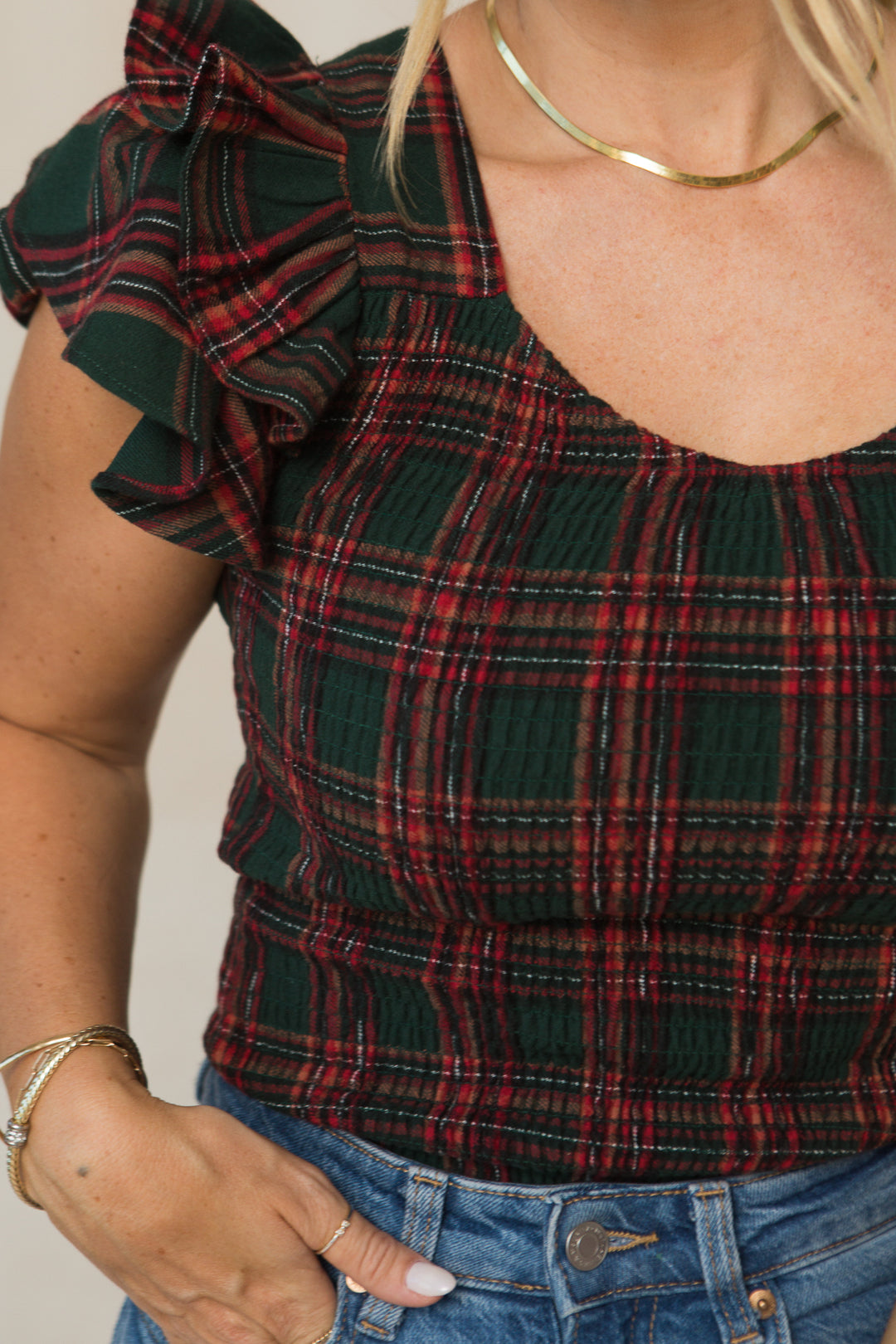 Hattie Top in Green Plaid