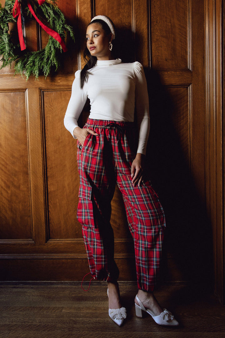 Nicole Cargo Pants in Holiday Plaid