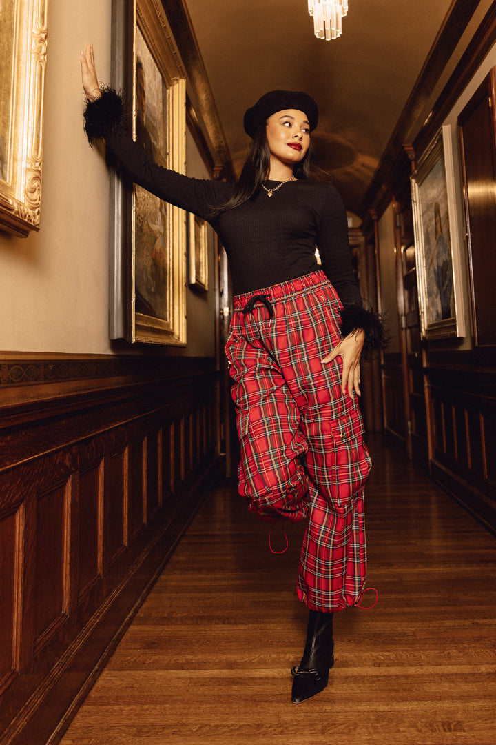 Nicole Cargo Pants in Holiday Plaid