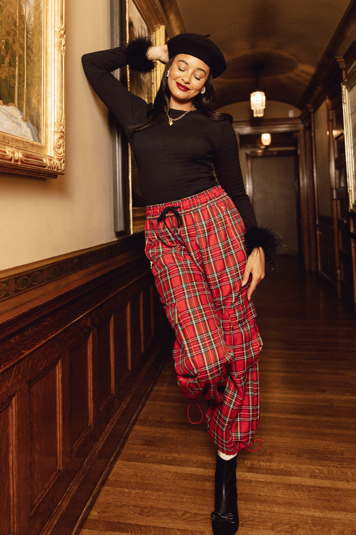 Nicole Cargo Pants in Holiday Plaid