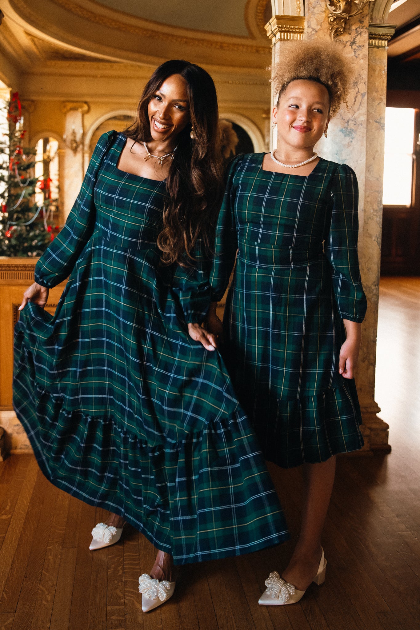 Navy tartan dress best sale