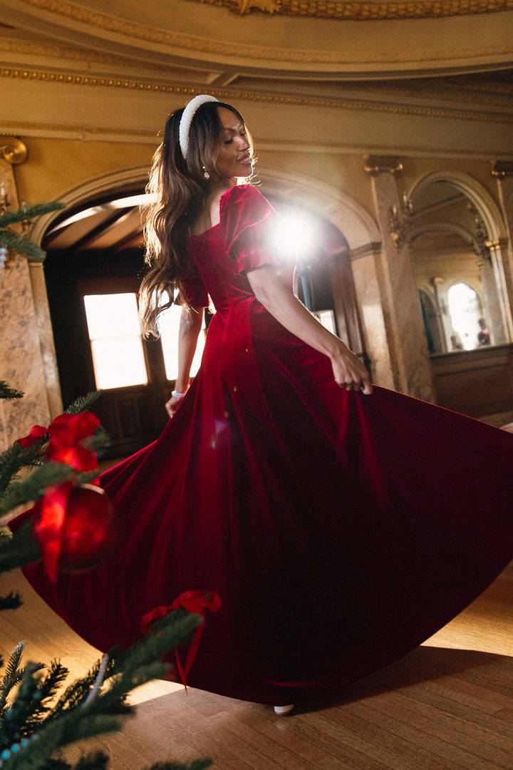 Enamored Dress in Red Velvet