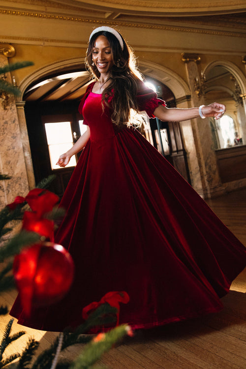 Enamored Dress in Red Velvet