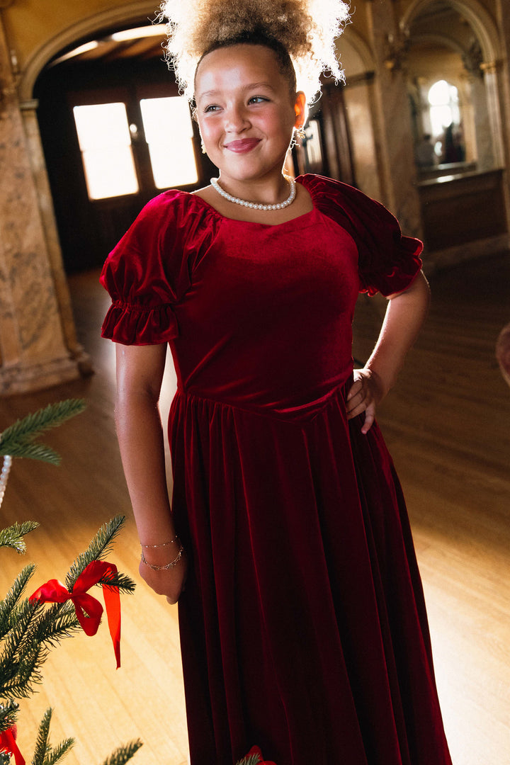 Mini Enamored Dress in Red Velvet